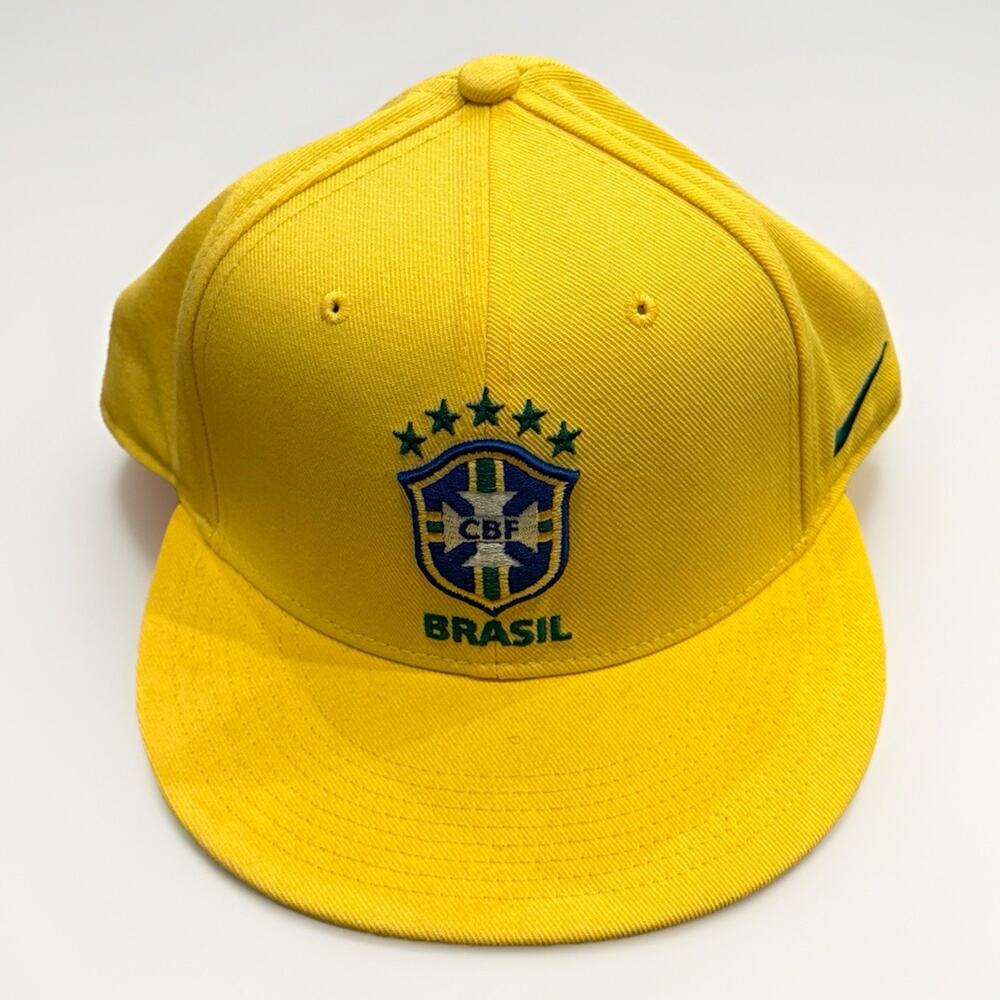 Nike True Mens Yellow CBF Brazil Soccer Football Adjustable SnapBack Hat Cap